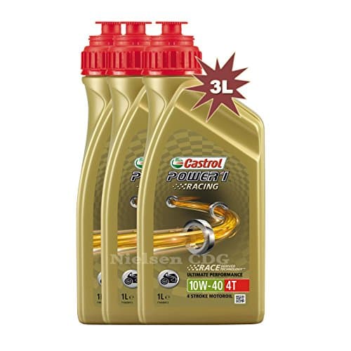 Castrol Power 1 Racing 4T 10W-40 - Lubrifiant 100% Synthèse - Pack 3L (3x1L)