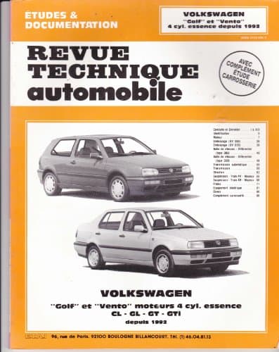 RTA 544.1 VW Golf III & Vento - Revue Technique Automobile Expert (1992-1998)