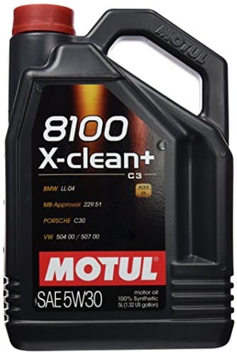 Motul 8100 X-Clean+ 5W30 C3 - Huile 100% Synthèse - Normes VW 504.00/507.00 - 5L