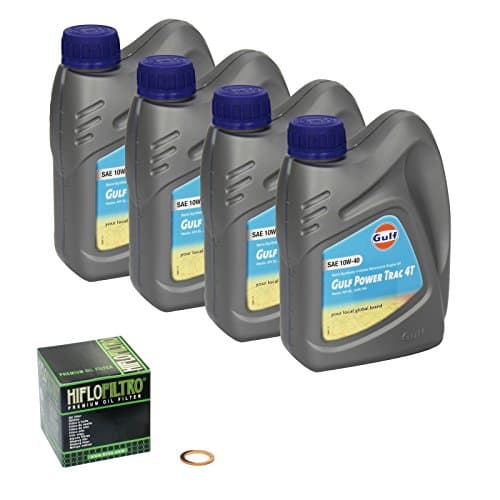 Kit Entretien Gulf Power Trac 10W40 + Hiflo HF145 pour Yamaha XV 1100 Virago