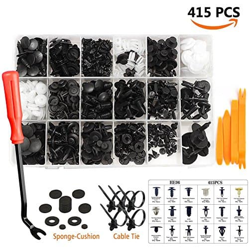 Coffret 415 Rivets Nylon PA66 - Fixations Auto ISO 18 Tailles & Kit Dépose Inox