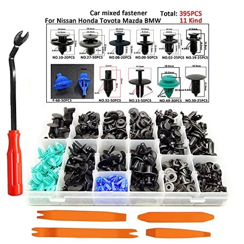 Coffret CNIKESIN 395pcs Agrafes Nylon PA66 & Rivets Push-Pin Ø6.3-10mm + Extracteur